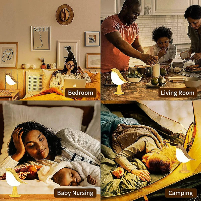 3 Colors Magpie Bird Night Lights Dimmable Charging LED Touch Controlled Lamp Aromatherapy Decoration Atmosphere Desk Lighting