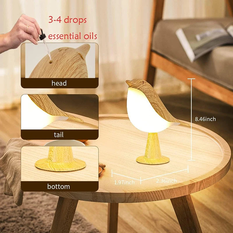 3 Colors Magpie Bird Night Lights Dimmable Charging LED Touch Controlled Lamp Aromatherapy Decoration Atmosphere Desk Lighting