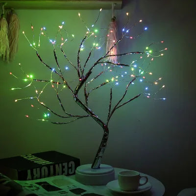LED Night Light Mini Christmas Tree Copper Wire Garland Lamp For Kids Home Bedroom Decoration Decor Fairy Light Holiday lighting