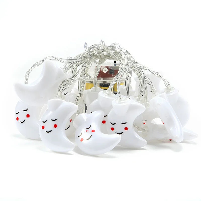 1.5M 10LED Smiling Face Moon String Lights Christmas Fairy Garlands Outdoor Battery Flash For Holiday Xmas Party Garden Decor
