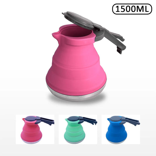 1pcs Creative Portable Silicone Kettle Outdoor Multifunctional Folding Coffee Maker 1500ml Travel Camping Kettle