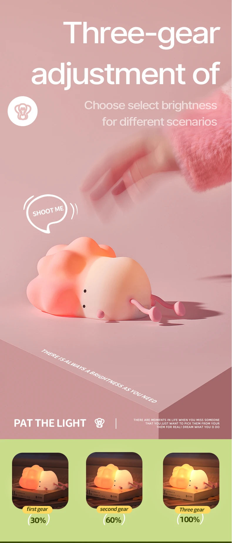 LED Night Light for Kids Squishy Novelty Lamp 3 Level Dimmable Nursery Nightlight for Breastfeeding Toddler Baby Home Decor