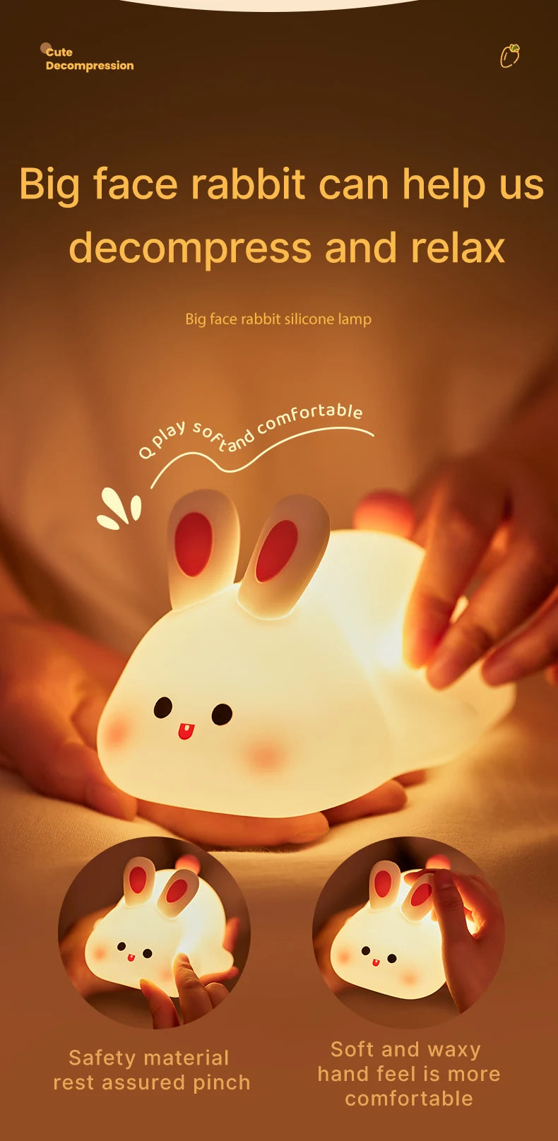 LED Night Light for Kids Squishy Novelty Lamp 3 Level Dimmable Nursery Nightlight for Breastfeeding Toddler Baby Home Decor