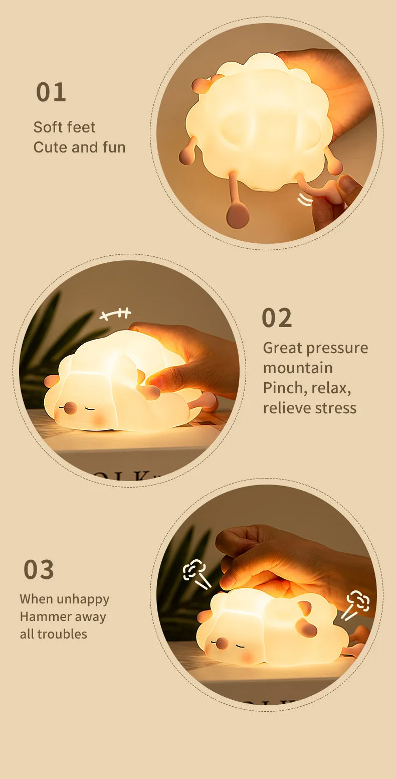 LED Night Light for Kids Squishy Novelty Lamp 3 Level Dimmable Nursery Nightlight for Breastfeeding Toddler Baby Home Decor
